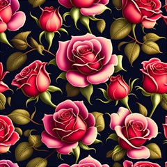 Roses Flowers Pattern Background Play Mat (rectangle)