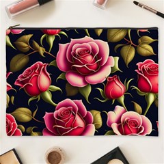 Roses Flowers Pattern Background Cosmetic Bag (xxxl) by Ravend