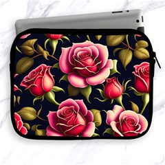 Roses Flowers Pattern Background Apple Ipad 2/3/4 Zipper Cases by Ravend