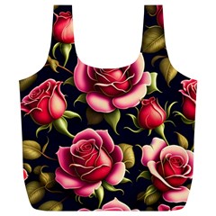 Roses Flowers Pattern Background Full Print Recycle Bag (xl) by Ravend