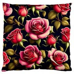 Roses Flowers Pattern Background Standard Premium Plush Fleece Cushion Case (two Sides) by Ravend