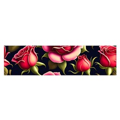 Roses Flowers Pattern Background Oblong Satin Scarf (16  X 60 ) by Ravend