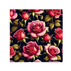 Roses Flowers Pattern Background Square Satin Scarf (30  X 30 ) by Ravend