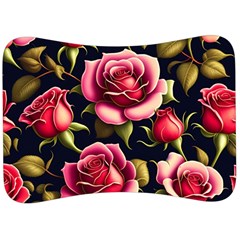 Roses Flowers Pattern Background Velour Seat Head Rest Cushion by Ravend