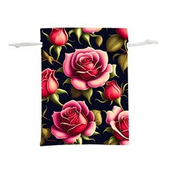 Roses Flowers Pattern Background Lightweight Drawstring Pouch (m) by Ravend