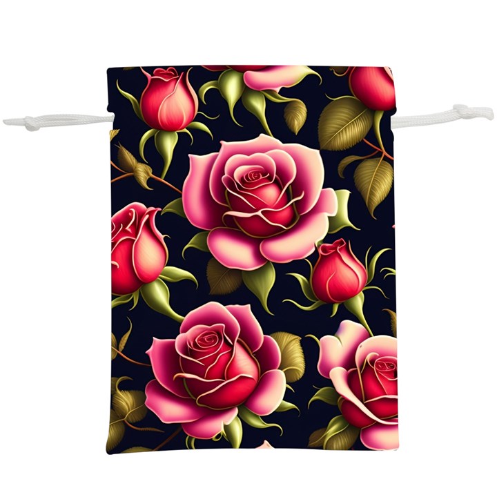 Roses Flowers Pattern Background Lightweight Drawstring Pouch (XL)