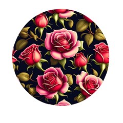 Roses Flowers Pattern Background Mini Round Pill Box (pack Of 5) by Ravend