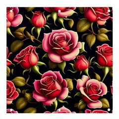 Roses Flowers Pattern Background Banner And Sign 4  X 4  by Ravend