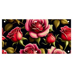 Roses Flowers Pattern Background Banner And Sign 6  X 3  by Ravend