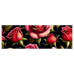 Roses Flowers Pattern Background Banner And Sign 12  X 4  by Ravend