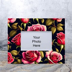 Roses Flowers Pattern Background White Tabletop Photo Frame 4 x6 