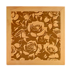 Roses Flowers Pattern Background Wood Photo Frame Cube by Ravend