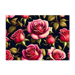 Roses Flowers Pattern Background Crystal Sticker (a4) by Ravend