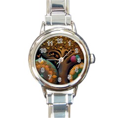 Trees Dream Generative Art Intricate Patterns Round Italian Charm Watch by Ravend