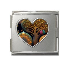 Trees Dream Generative Art Intricate Patterns Mega Link Heart Italian Charm (18mm)