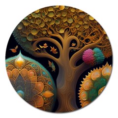 Trees Dream Generative Art Intricate Patterns Magnet 5  (round) by Ravend