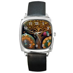 Trees Dream Generative Art Intricate Patterns Square Metal Watch by Ravend