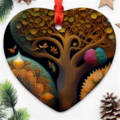 Trees Dream Generative Art Intricate Patterns Heart Ornament (two Sides) by Ravend