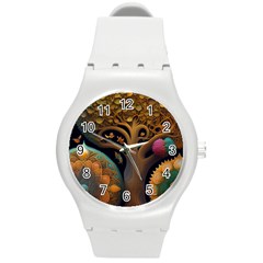 Trees Dream Generative Art Intricate Patterns Round Plastic Sport Watch (m) by Ravend