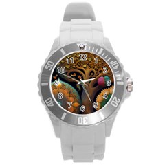 Trees Dream Generative Art Intricate Patterns Round Plastic Sport Watch (l) by Ravend