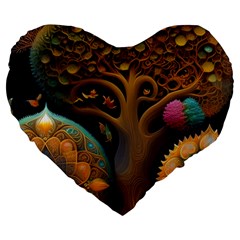 Trees Dream Generative Art Intricate Patterns Large 19  Premium Heart Shape Cushions by Ravend