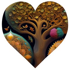 Trees Dream Generative Art Intricate Patterns Wooden Puzzle Heart by Ravend