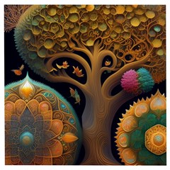 Trees Dream Generative Art Intricate Patterns Wooden Puzzle Square by Ravend