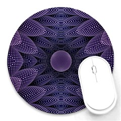 Gometric Shapes Geometric Pattern Purple Background Round Mousepad