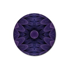 Gometric Shapes Geometric Pattern Purple Background Rubber Coaster (Round)