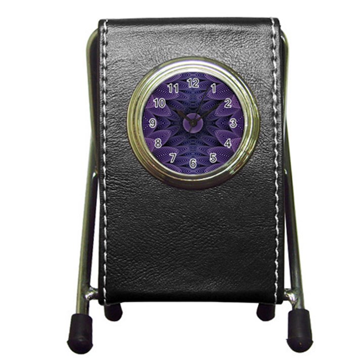 Gometric Shapes Geometric Pattern Purple Background Pen Holder Desk Clock