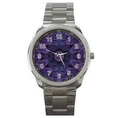 Gometric Shapes Geometric Pattern Purple Background Sport Metal Watch