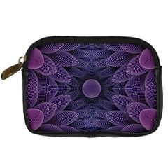 Gometric Shapes Geometric Pattern Purple Background Digital Camera Leather Case