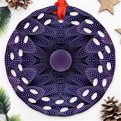 Gometric Shapes Geometric Pattern Purple Background Ornament (round Filigree) by Ravend