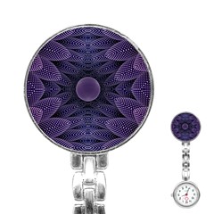 Gometric Shapes Geometric Pattern Purple Background Stainless Steel Nurses Watch by Ravend