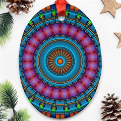 Mandela Kaleidoscope Squares Geometric Shapes Ornament (oval) by Ravend