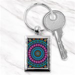 Mandela Kaleidoscope Squares Geometric Shapes Key Chain (Rectangle) Front