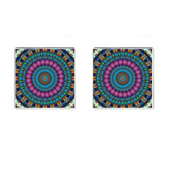 Mandela Kaleidoscope Squares Geometric Shapes Cufflinks (square) by Ravend