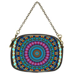 Mandela Kaleidoscope Squares Geometric Shapes Chain Purse (one Side) by Ravend