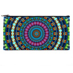 Mandela Kaleidoscope Squares Geometric Shapes Pencil Case by Ravend