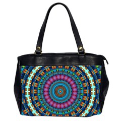 Mandela Kaleidoscope Squares Geometric Shapes Oversize Office Handbag (2 Sides) by Ravend