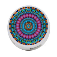 Mandela Kaleidoscope Squares Geometric Shapes 4-port Usb Hub (one Side) by Ravend