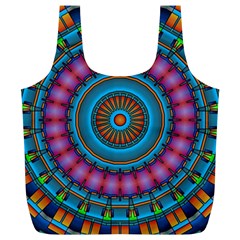 Mandela Kaleidoscope Squares Geometric Shapes Full Print Recycle Bag (xl) by Ravend