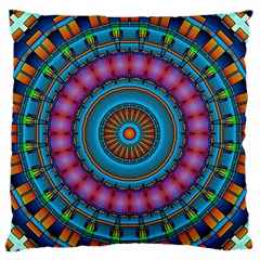 Mandela Kaleidoscope Squares Geometric Shapes Large Premium Plush Fleece Cushion Case (two Sides) by Ravend