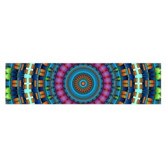 Mandela Kaleidoscope Squares Geometric Shapes Oblong Satin Scarf (16  X 60 ) by Ravend