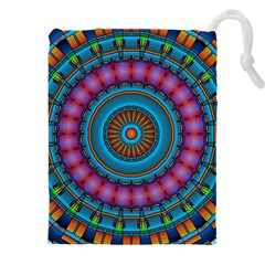 Mandela Kaleidoscope Squares Geometric Shapes Drawstring Pouch (4xl) by Ravend