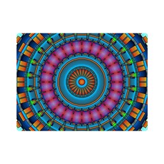 Mandela Kaleidoscope Squares Geometric Shapes One Side Premium Plush Fleece Blanket (mini) by Ravend