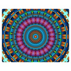 Mandela Kaleidoscope Squares Geometric Shapes One Side Premium Plush Fleece Blanket (medium) by Ravend