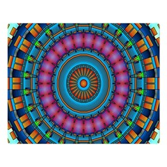 Mandela Kaleidoscope Squares Geometric Shapes One Side Premium Plush Fleece Blanket (large) by Ravend