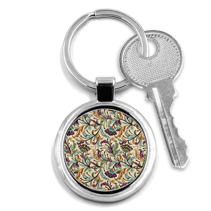 Wallpaper Floral Pattern Floral Wallpaper Background Key Chain (Round)