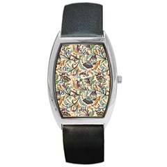 Wallpaper Floral Pattern Floral Wallpaper Background Barrel Style Metal Watch by Ravend